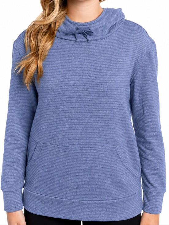 Champion Tops - Champion Elite French Terry Pullover Hoodie Women's Large Blue Cowl Neck